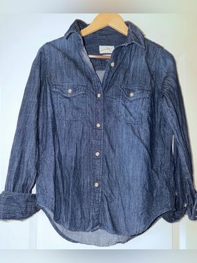 Women’s Dark Blue Button Up Shirt
